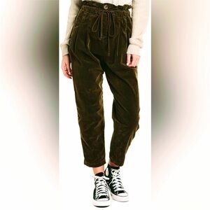 Free People Margate Pleated Corduroy Paper Bag Trouser Pants